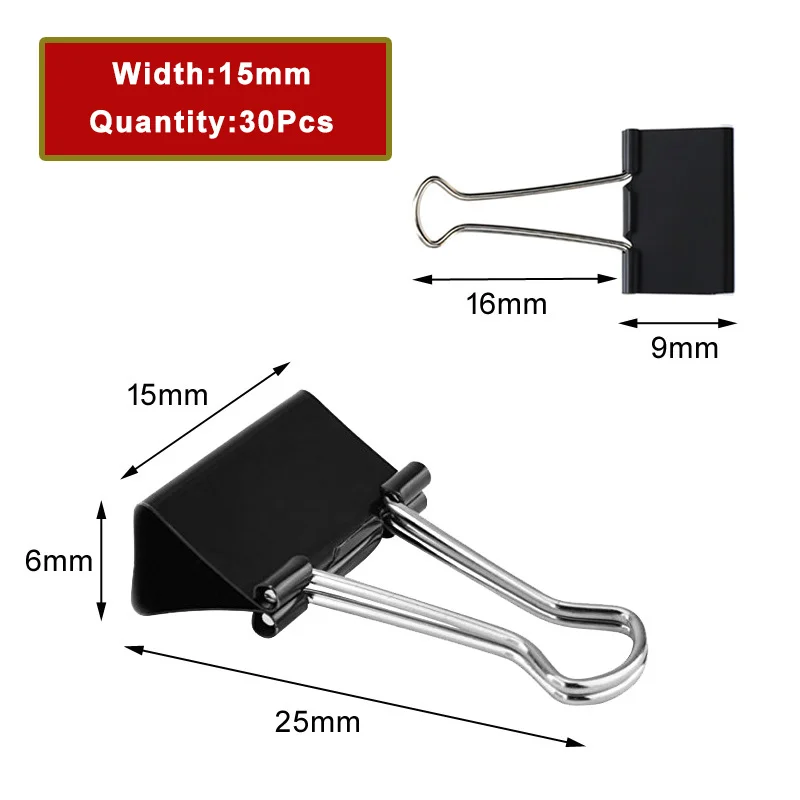 Clips de carpeta de 5-30 Uds., Clips traseros plegables de Metal, abrazadera de Clip de papel pequeña de 15/19/25/32/41/51mm, Clip de oficina para el hogar, escuela, almacenamiento de oficina: Dorado