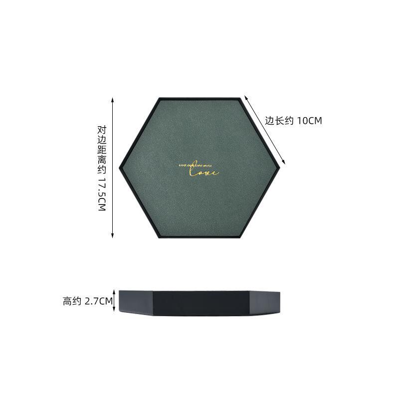 Geometrische Metall Ablage Leder Schlüssel Brieftasche Leder Lagerung Kasten Schreibtisch Kosmetische Fach Schmuck Anzeige Platte machen-hoch Veranstalter: Hexagon-S