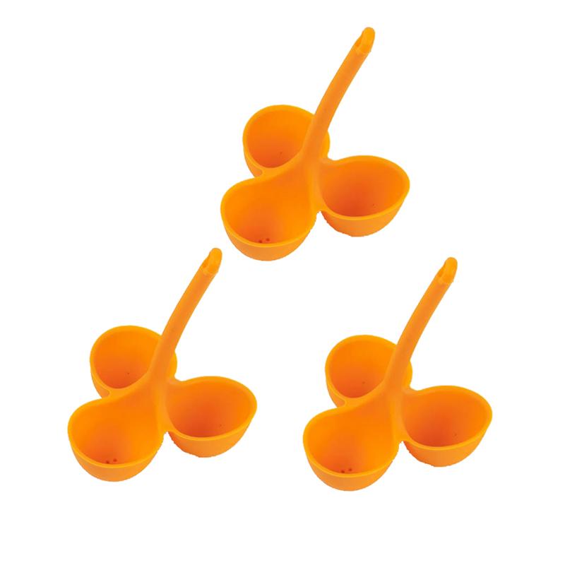 3/5 stk æggeholder tre gitter silikone æg pochering kogende komfur gryde dampstativ til komfur køkken eller hjemmerestaurant: Orange