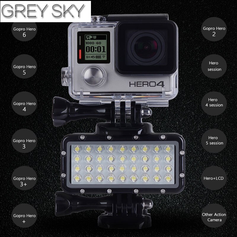 36 LED 45M lámpara de buceo impermeable Flash luz para GoPro Hero7 5 4 Hero3 Xiaomi Yi 4K + Lite mijia SJCAM SJ6 SJ7 accesorios de cámara