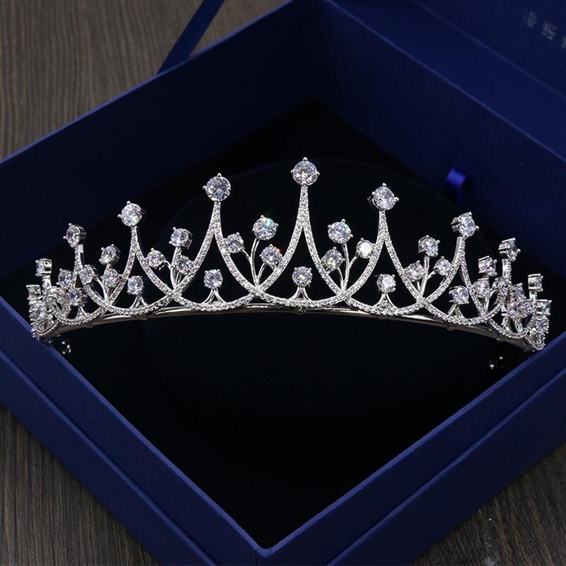 Red Trees Brand Luxury AAA Cubic ZIrcon Tiaras de noiva Wedding Hair Accessories Bridal Princess Crown: Cubic Zircon