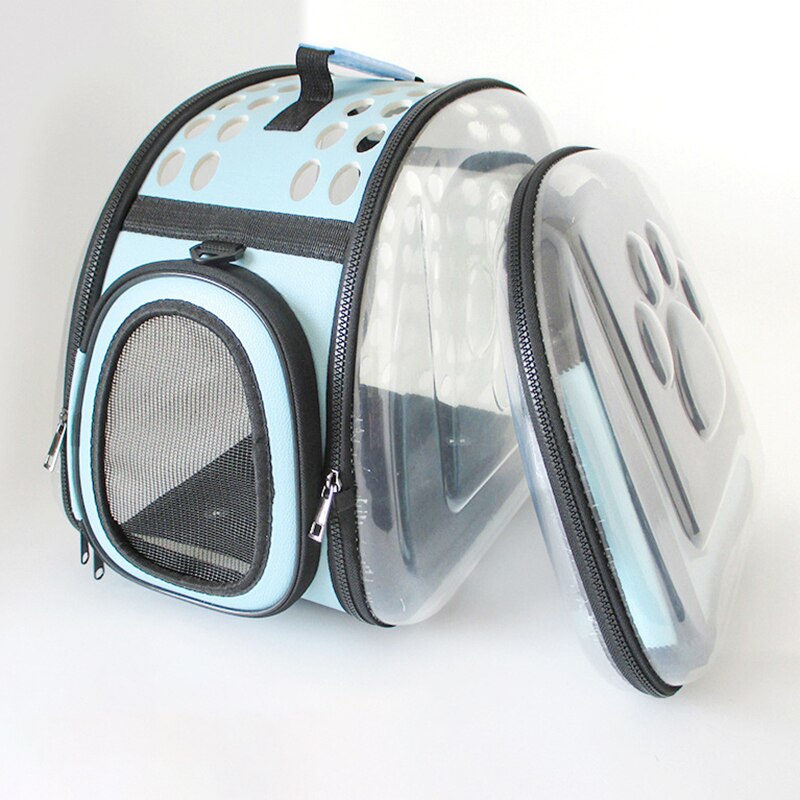 Mochila para perro y gato, bolsa de viaje para gato, bandolera doble espacio, bolsas de capsula, Gato, bolso de transporte transpirable: Blue / 42x33x28.5cm