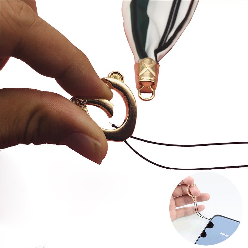 Impressão larga da listra da correia da corrente do pescoço do artigo do chiffon luxuoso para o telefone móvel do gym do cartão da identificação da chave com o grampo do crachá de usb correia diy