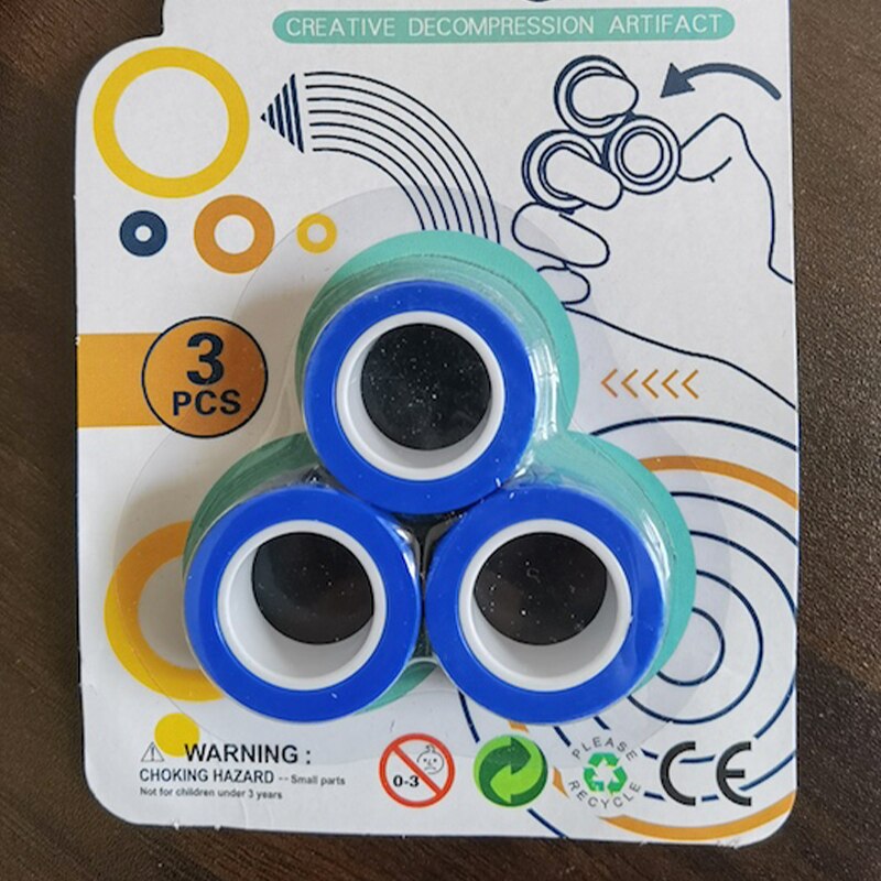 Anti-Stress Magnetische Ringen Fidget Unzip Speelgoed Magic Ring Props Gereedschap Kinderen Magnetische Ring Vinger Spinner Ring Volwassen Speelgoed: blue