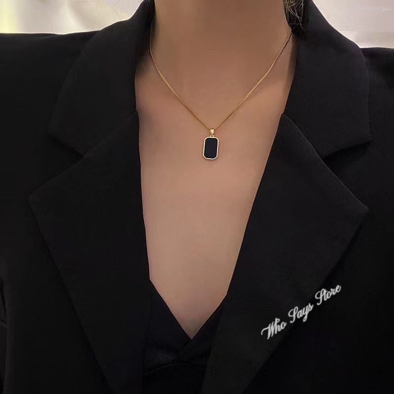 Damski łańcuszek na szyję czarny wykwintny minimalistyczny kwadratowy wisiorek Choker geometryczny naszyjnik łańcuszek do kołnierzyka damska biżuteria Party prezenty