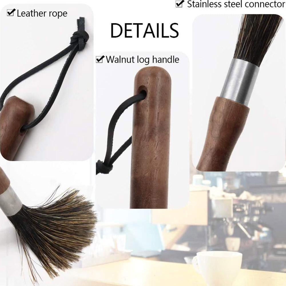 Commercial Household Walnut Bristles Dusting Brush Tool Cof Cleaning Plastic Brush Machine Keyboard Cleaning Coffee Handle T3R7
