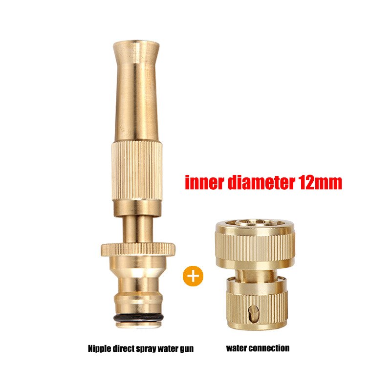 Brass High Pressure Hose Nozzle Squirt Water Gun Direct Spray Sprinkler Quick Connector for Home Garden Watering Car Wash Gun: inner 12mm 1set