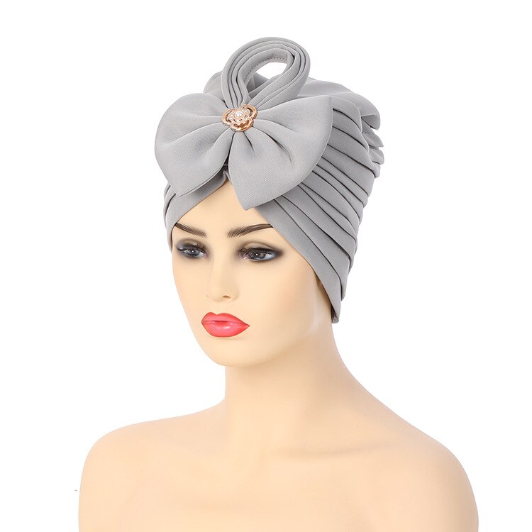 2022 neueste Nigerian Hochzeit Gele Kappe Afrikanische Auto Gele Headtie Muslimischen Turban Kappe Arabische Indien Hütte Weibliche Kopf wickeln Turbante mujer: grau