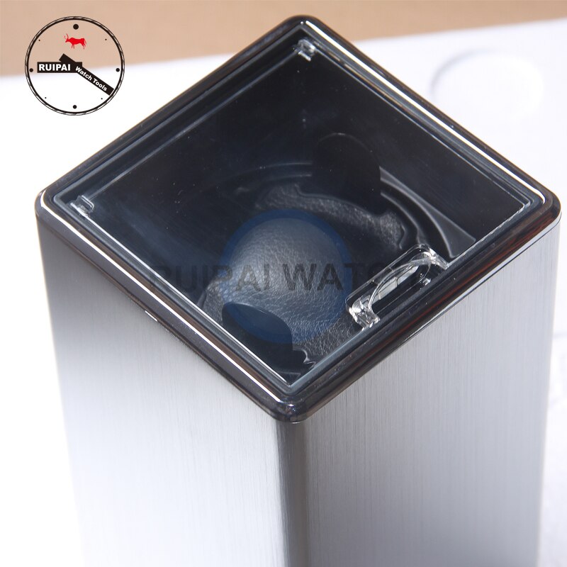 Silver metal wire-drawing Watch Winder Automatic Rotating Watch Winder Acrylic Top Cover Watch Winder