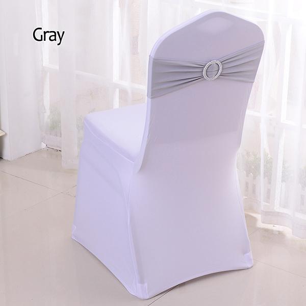 31 50 sztuk/partia Stretch Lycra elastan pokrowce na krzesła zespoły z klamrą suwak na dekoracje ślubne hurtownia krzesło: Silver Gray