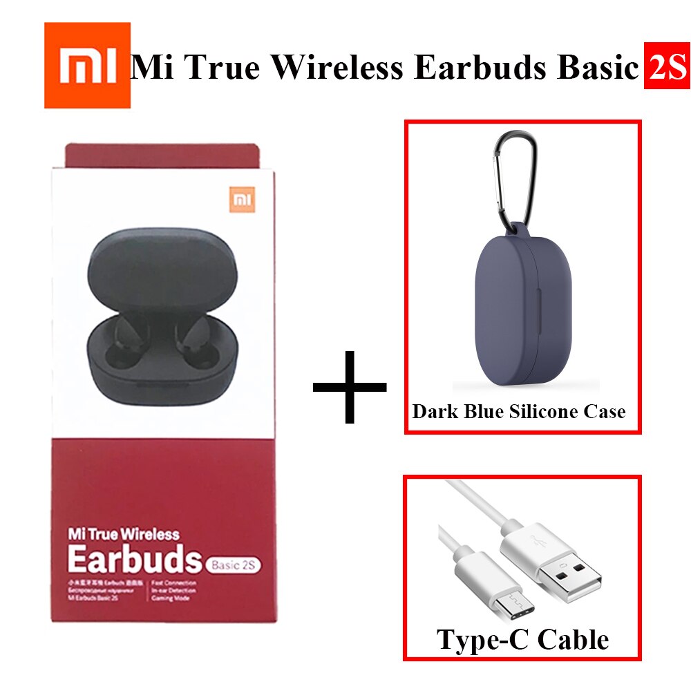 Global Version Original Mi True Wireless Earbuds Basic 2S Stereo Bluetooth Earphone TWS Xiaomi Redmi Airdots 2S TWSEJ07LS: Add Cable Blue Case