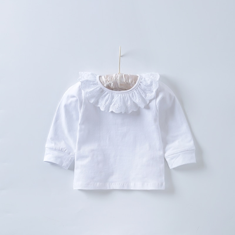 T-shirt à manches longues pour petite fille, pull assorti en dentelle, printemps-automne,