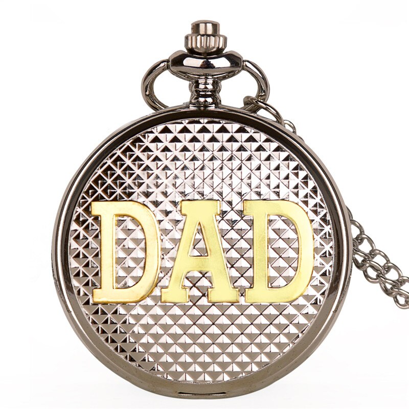 men's pocket watch silver DAD quartz pocket watch treasure Fob watch: Default Title