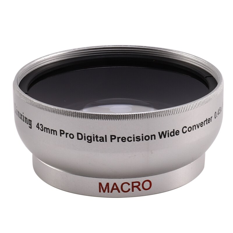 RISE-NEWYI Digital Lens Replacement 43mm 0.45X WIDE Angle + Macro Conversion LENS 43 0.45 Silver