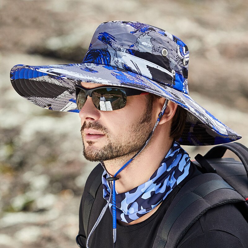 Casquette pour hommes, randonnée en plein air, pare-soleil d'été, casquette de pêche, respirante, pliable, grand bord, Panama