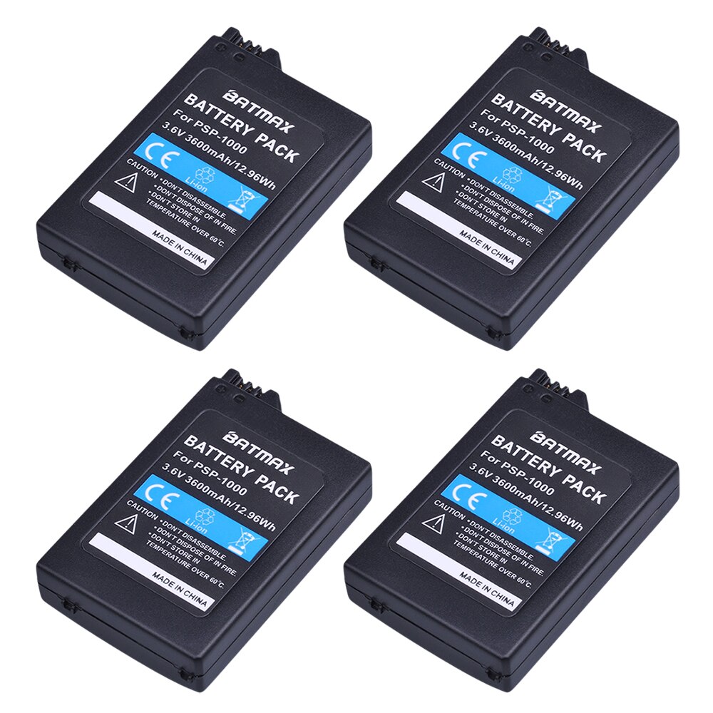 For 4Pc PSP-1000 PSP 1000 Battery 3.6V 3600mAh Batteries Accu + Charger Kits for PSP 1000 Playstation Sony PSP1000 Battery