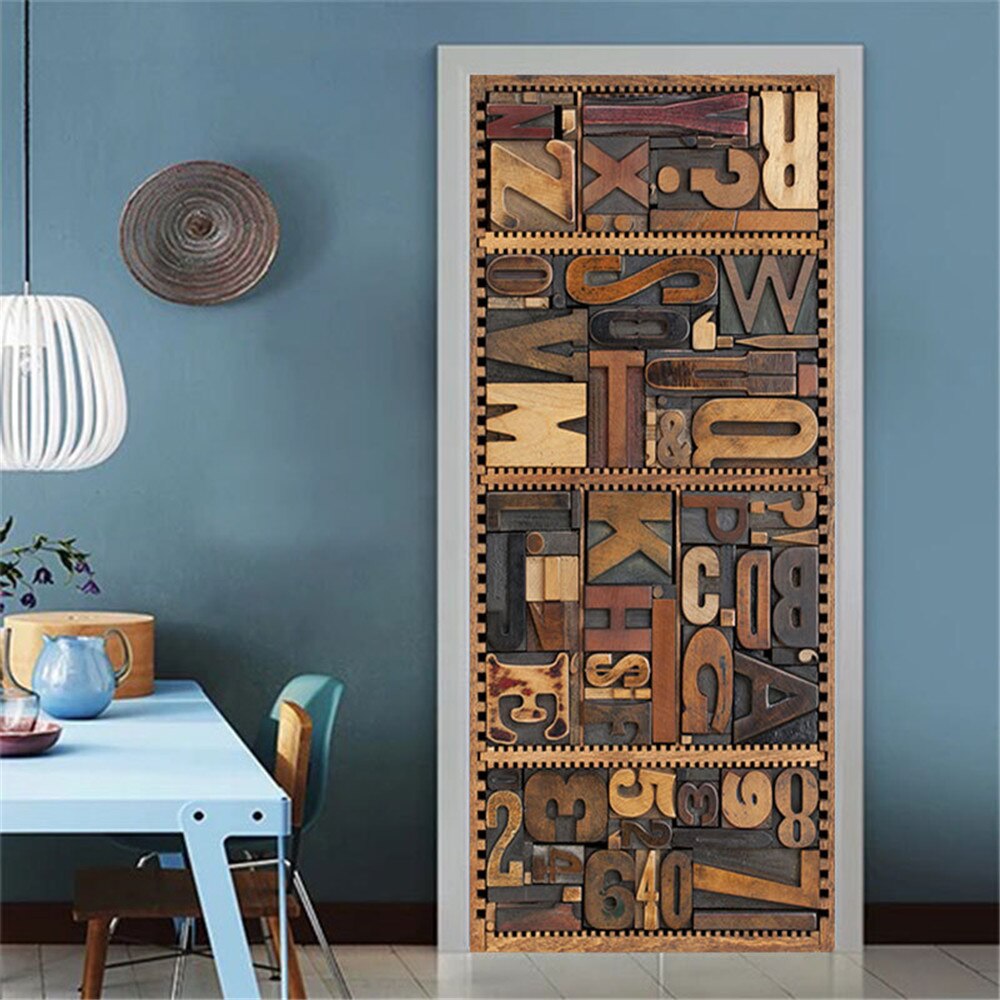 ! Detail Picture With Buyers Show Door Stickers Waterproof Wallpaper DIY Removable Self Adhesive PVC Mural 3D View