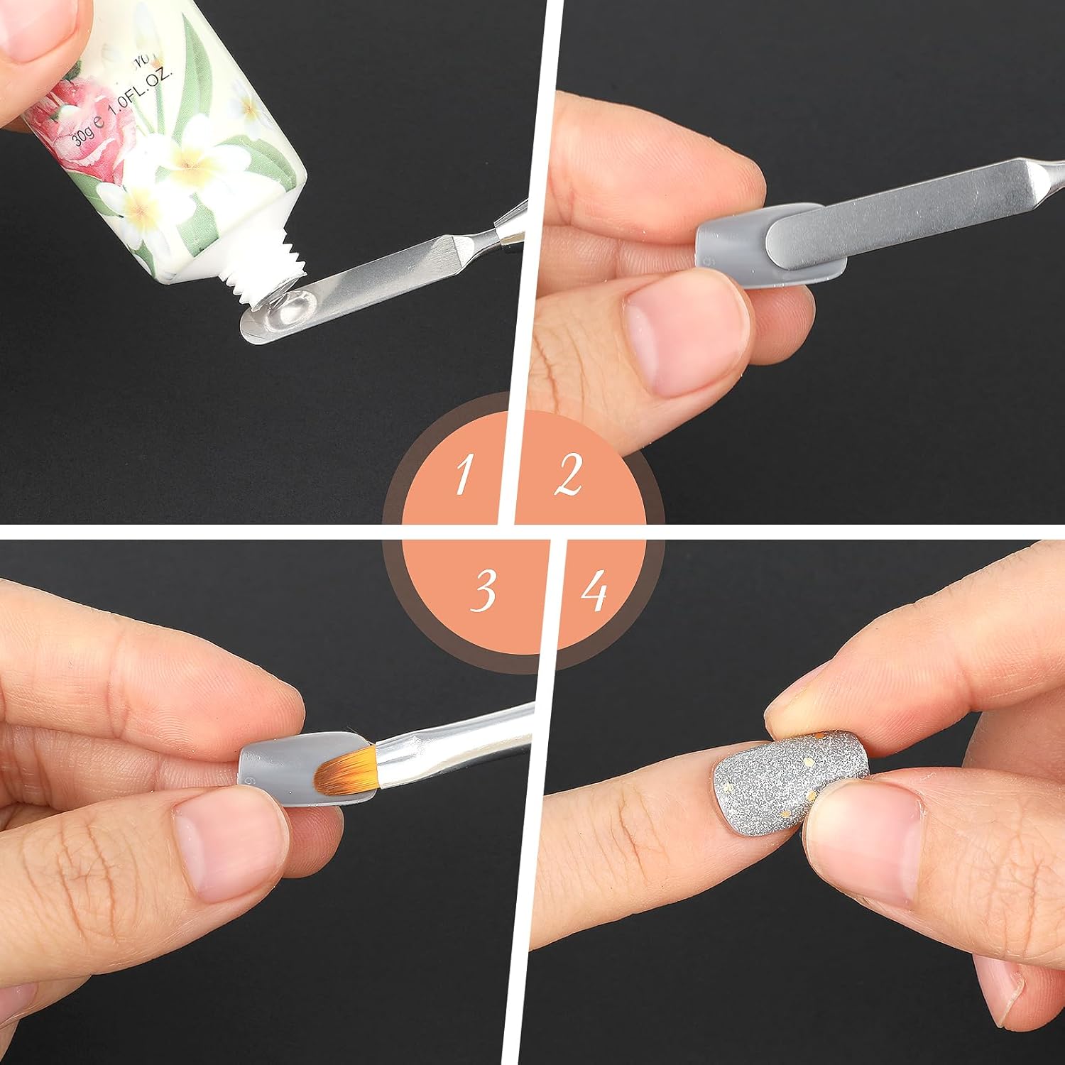 Cepillo y recogedor de gel, cepillo y espátula de 2 en 1, herramienta de cepillo de uñas de gel para gel de extensión de uñas acrílicas