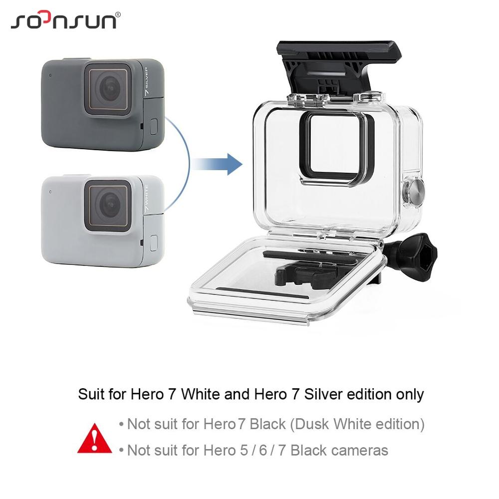 SOONSUN Waterproof Housing Case with Dive Filter for GoPro Hero 7 Silver White Protective Case with Red Light Red Magenta Filter