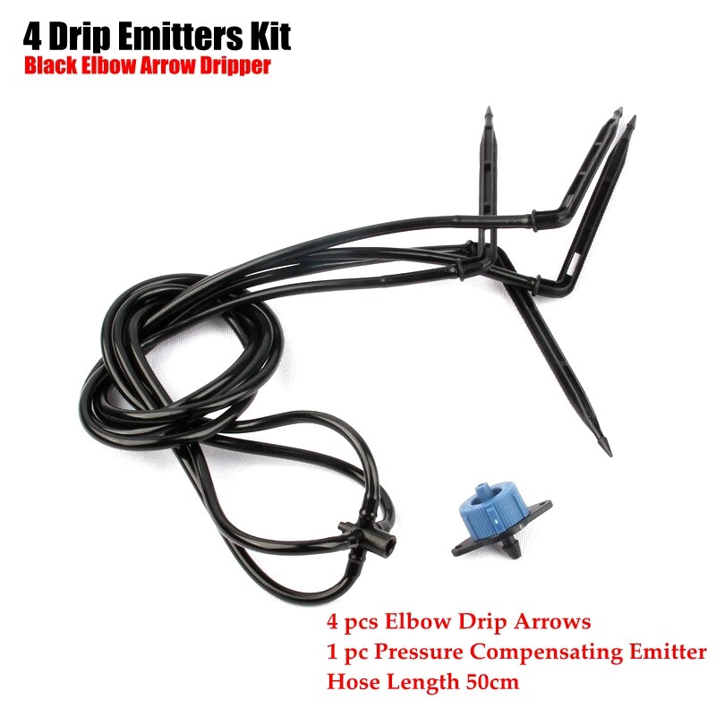 2Sets Garden Drip Irrigation System Kits Bonsai Flower Watering Drip Arrow Drippers Gardening Drip Emitters Sprinklers: 4Drip Black Elbow