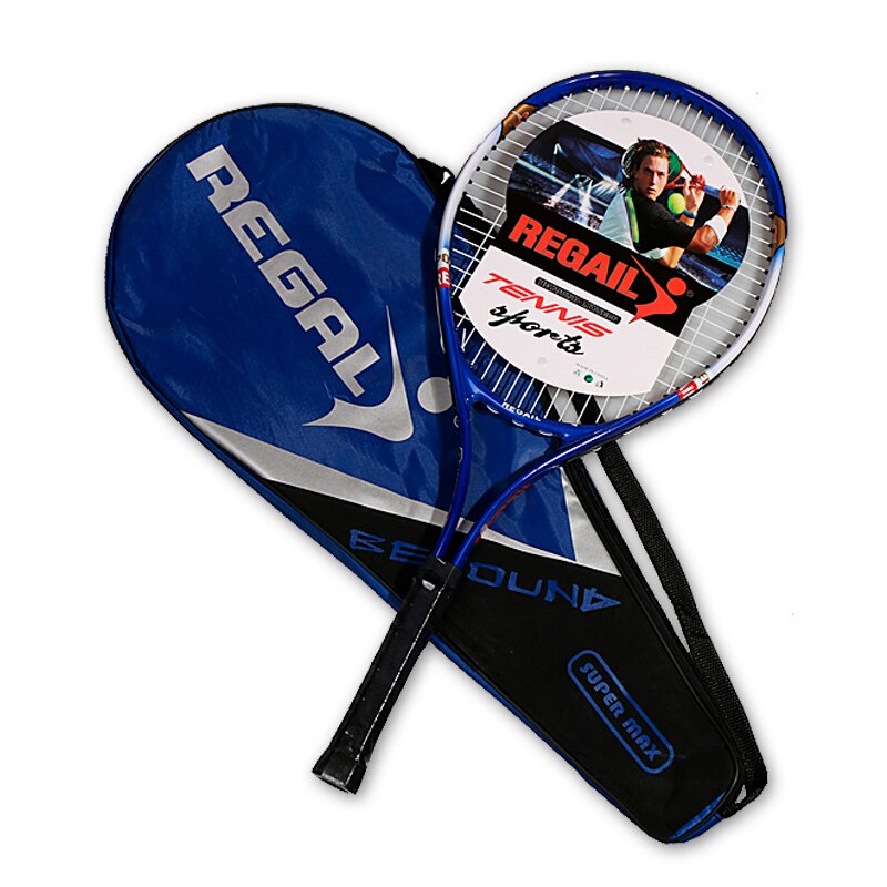 Beginner Tennisracket Enkele Volwassen Aluminium Peddel Mannen Vrouwen Universele Set Met Zak Trainer Overgrip Bal Padel: Blue