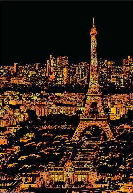 DIY Scraping Painting 40.5x28.5 CM World Famous City Building Night View Magic Art Scratch Paper Children Drawing Toy Decoration: Paris