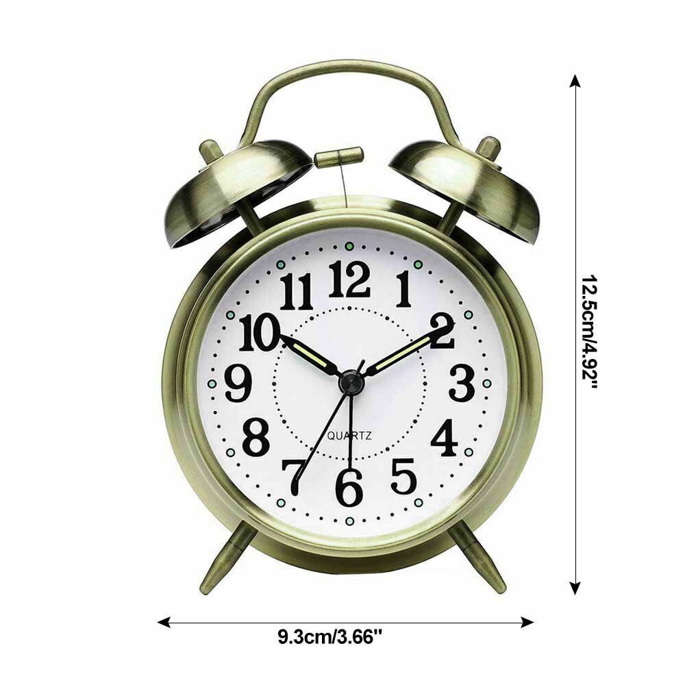 Reloj despertador Vintage de campana, reloj despertador de cuarzo Retro, relojes de mesa de tic-tac para decoración de dormitorio, hogar y oficina, de