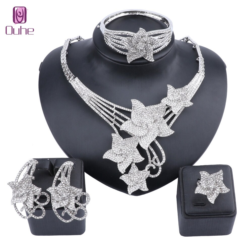 Conjunto de joias clássicas femininas, conjunto de joias com pedras de estrela, colar, pulseira, festa de casamento, elegantes