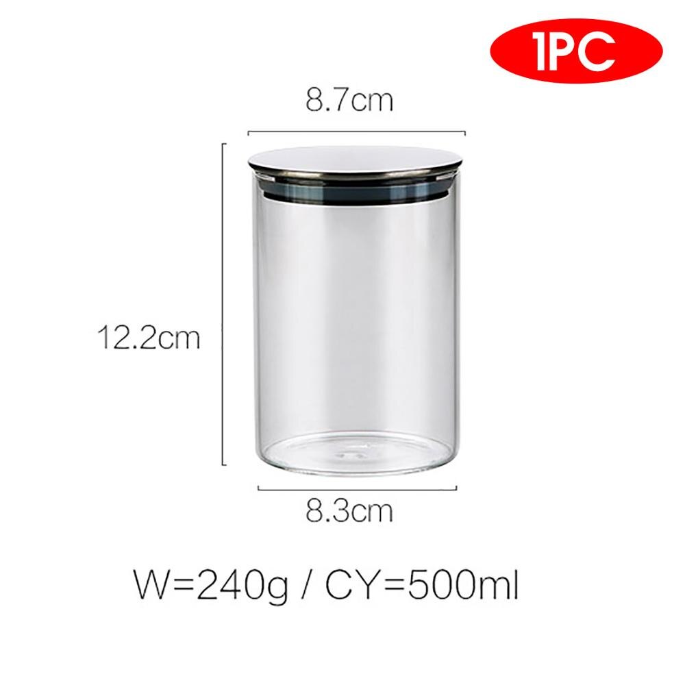 300/500/750/1000ML Glass Airtight Storage Jars Kitchen Food Storage Canister Containers For Candy Cookies Sugar Flour: 1PC  500ml