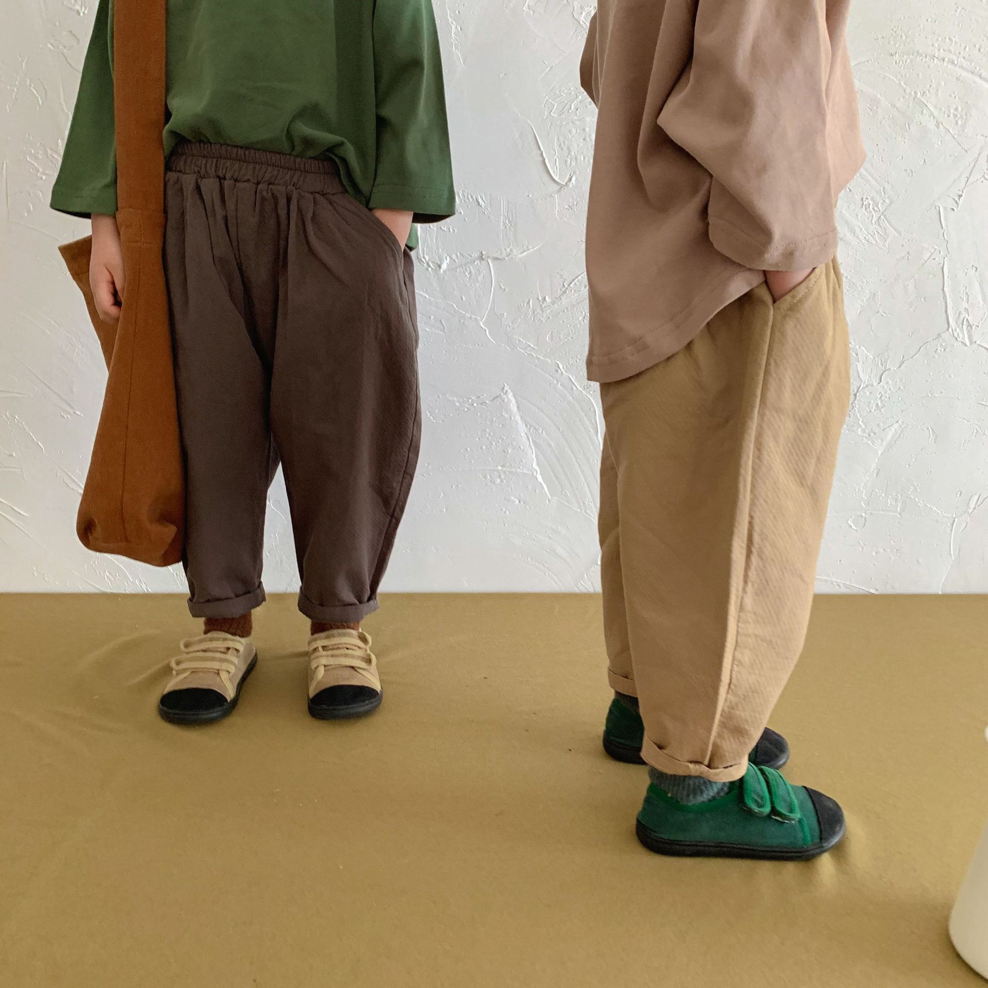 children's spring and autumn Korean long pants boys and girls baby pure cotton radish legs wash pants