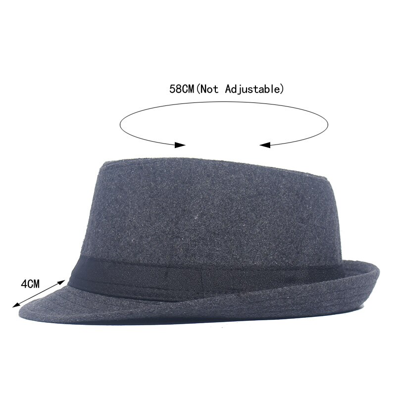 Grå sort fedora hat klassisk bredskygget hat herre solid #39 vintage top jazzhat efterår vinter bowler sombrero filt kasket