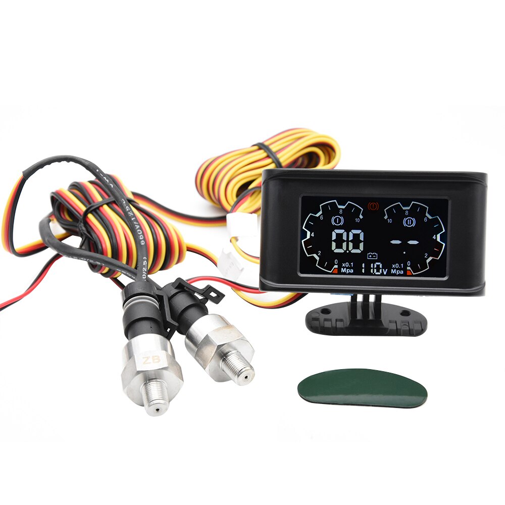 Medidor Digital LCD 2 en 1, medidor de presión, medidor de presión con sensores de voltaje 12V 24V alarma, indicador LCD M10: Default Title