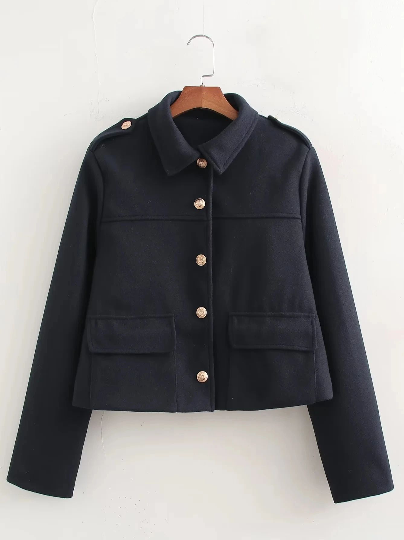 Kaopu Za Dames Korte Zachte Tweed Casual Jas Dames Mode Lente Revers Lange Mouw Zak Jas: M