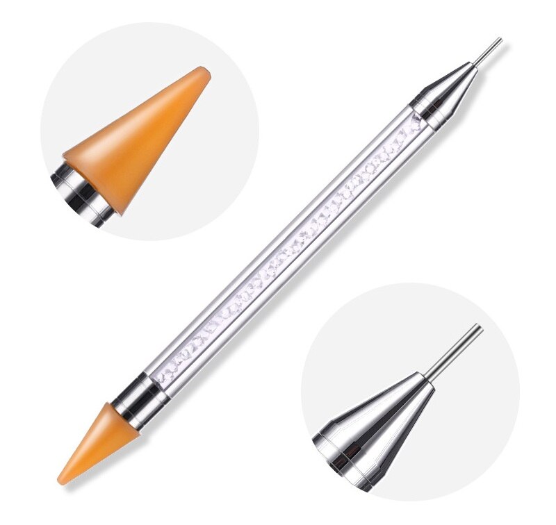 1pc Double extrémités Nail Art stylo à pointiller strass Stud Picker cire crayon cristal perles ongles conseils décoration manucure outil: Jaune
