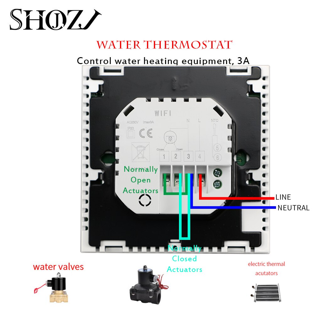 SMART HOME WiFi Temperature Controller Thermostat for Water Floor Digital Electric Floor Heating Control Controller: NO WIFI WATER / BLACK