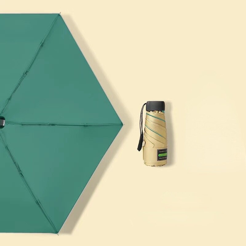Petit parapluie plat léger et Portable, en titane, argent, titane, cinq plis, pliable, Portable: green