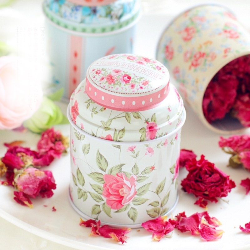 1PC 7.6x5.7cm Mini Candy Tin Boxes Small Metal Tin Can Floral Print Seal Pot Packaging Box Tea Container