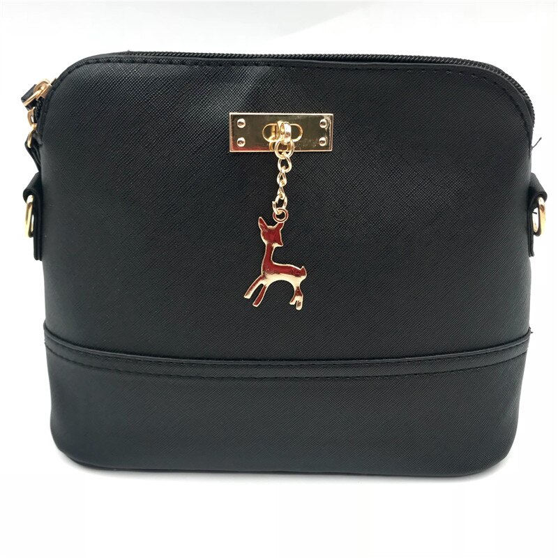 Tassen Voor Vrouwen Handtassen Leer Mode Kleine Shell Tas Met Herten Speelgoed Vrouwen Schoudertas Toevallige crossbody: Black