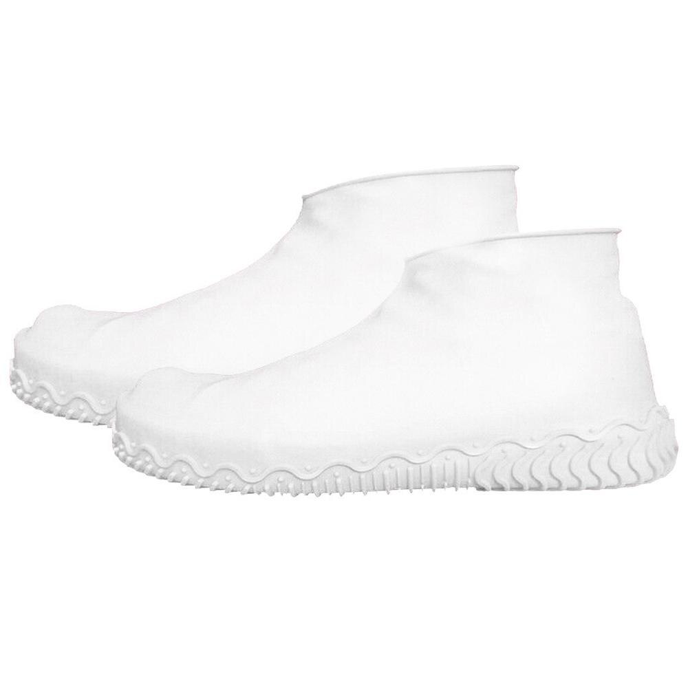 Silikon Überschuhe Regen Wasserdichte Schuh Abdeckungen Boot Abdeckung Protector Recycelbar Regen Schuhe Stiefel Überschuhe Galoschen & xs: weiße farbe / S