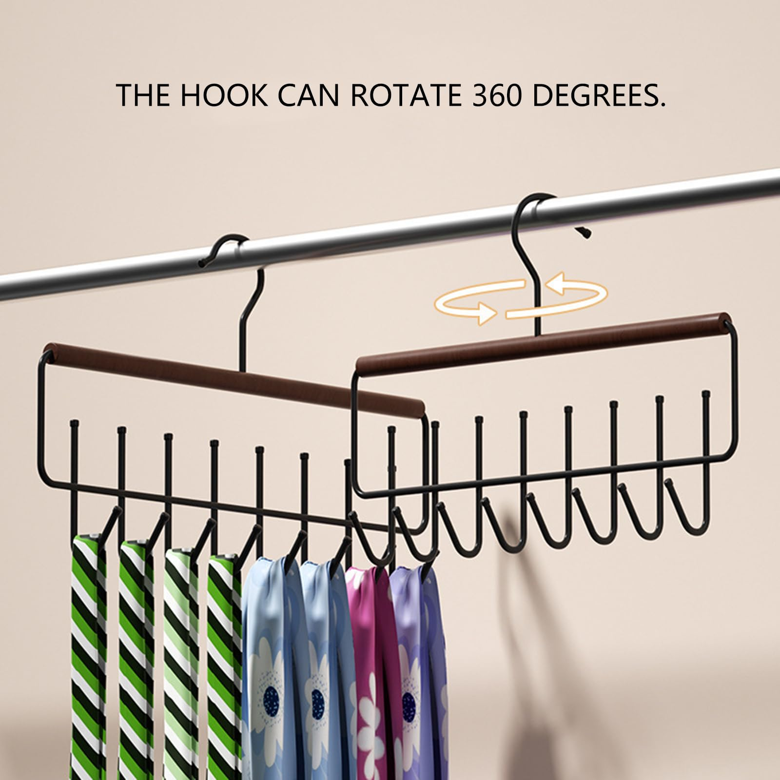 Organizzatore Versatile in Legno per Cappelli con Ganci - Salvaspazio per Cappelli, Cinture, Cravatte e Vestiti - Espositore per Casa e Armadio