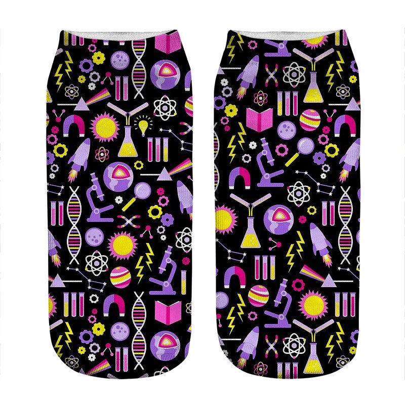 Chaussettes kawaii pour femmes, imprimé de chimie, incroyable, harajuku, drôle, nouveauté, mignonnes, pour filles,: DW01069