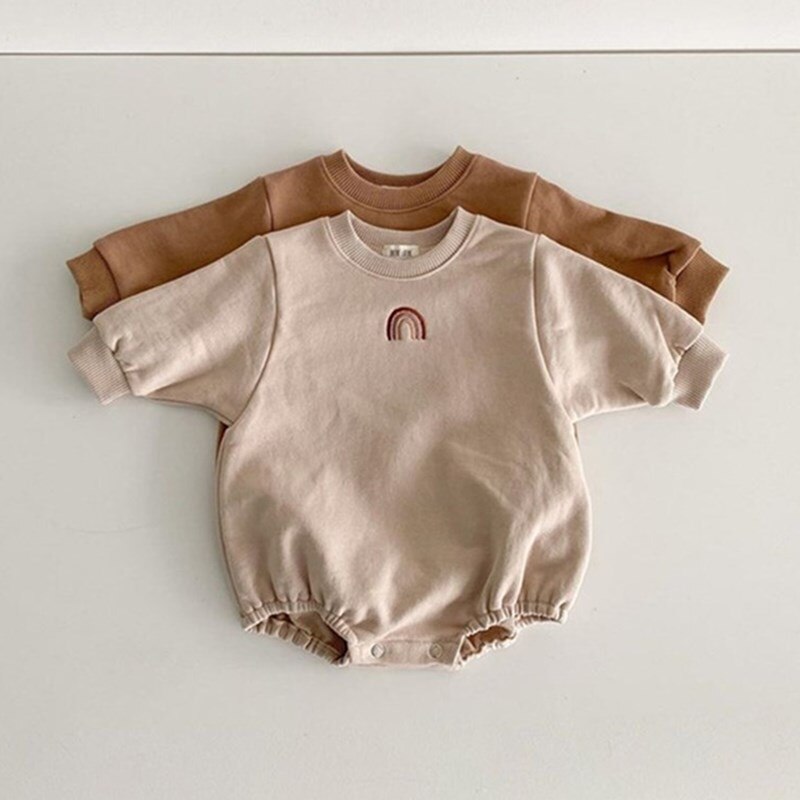 bébé vêtements arc-en-ciel broderie bébé body coton à manches longues bébé garçons une pièce infantile filles vêtements décontractés