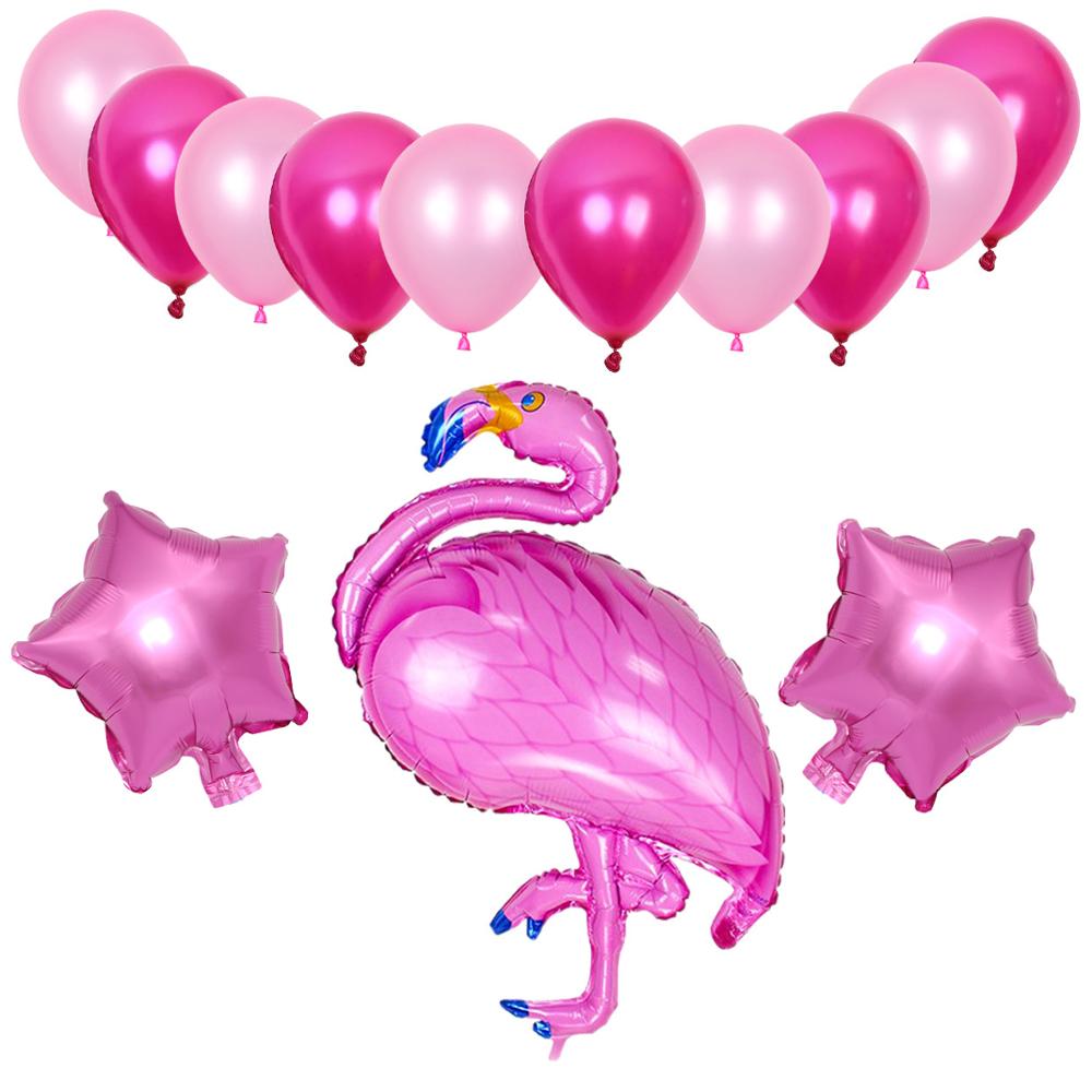 Happy Birthday Banner Animal Balloons Zoo Theme Lion Flamingo Elephant Foil Ballons Baby Shower Party Decoration Supplies: Flamingo and 10pcs