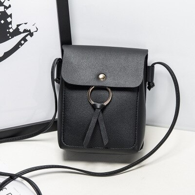 Kleine lederen schoudertas voor vrouwen mode vrouwelijke telefoon purse mini crossbody messenger bags pouch voor dames meisjes: black