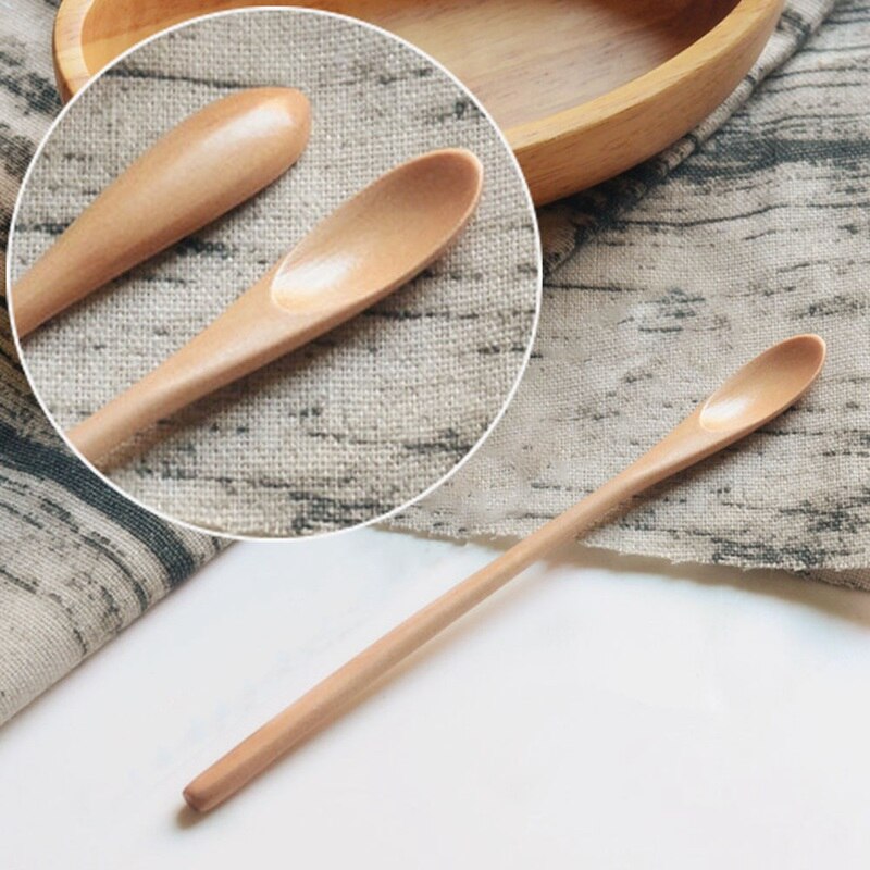 Cuchara de miel de madera para tarro de miel cuchara de mezcla de mango largo agitador de café cuchara de madera Natural vajilla de cocina