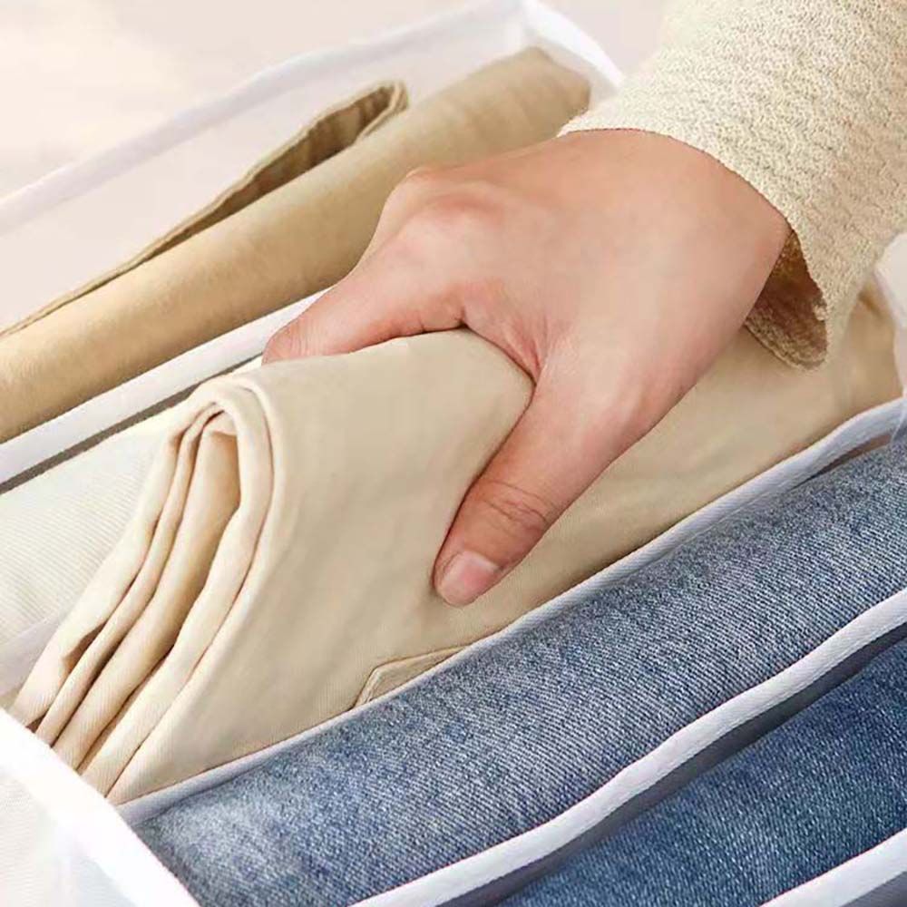 1 Pack Mesh Cloth Translucent Clothes Storage Artifact Home Wardrobe Drawer Underwear Jeans Compartment Storage Divider Bag
