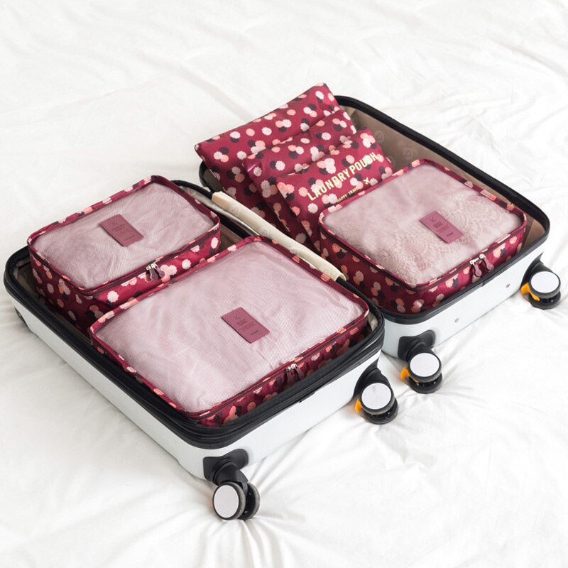 Travel accessories 6pcs/set Women packing cubes Man Organizadores pouch bags kit luggage bag Arrangement for travel Trip packet: WineHua