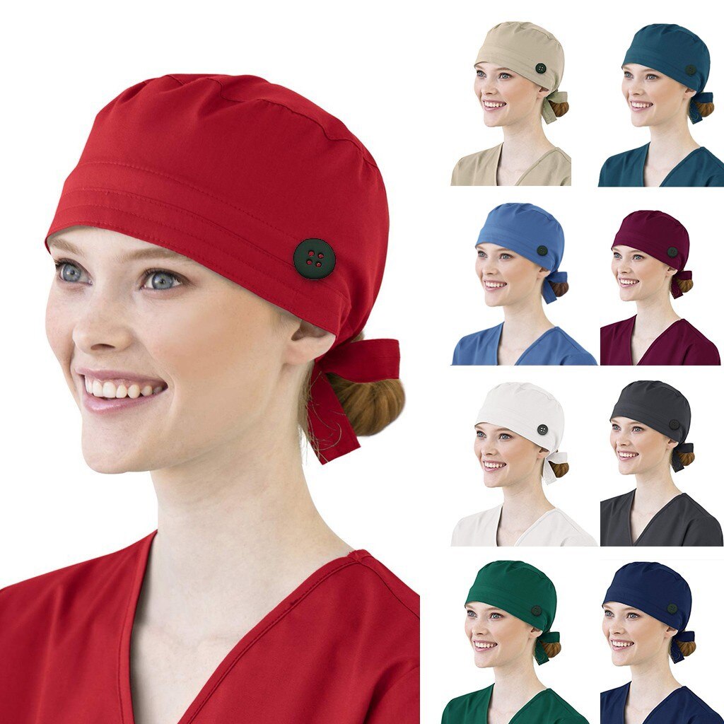 Gorro Bandage de algodón para hombre y mujer, gorro Bouffant para sala de operaciones, gorros de enfermería, ajustable, J50