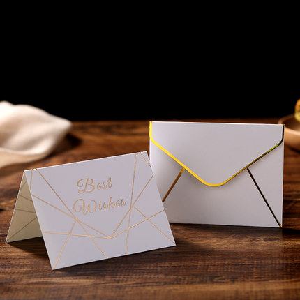 10 stk mini guld prægede tak kort valentine tillykke med fødselsdagen julefest bryllupsinvitationer brev lykønskningskort: Bedste ønsker