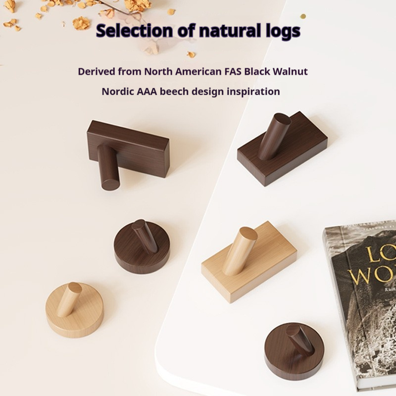 Gancho Simple de madera de nogal y haya, colgador colgante, ganchos de pared sin perforaciones, estante de almacenamiento de abrigos para dormitorio, gancho decorativo para llaves y toallas para el hogar